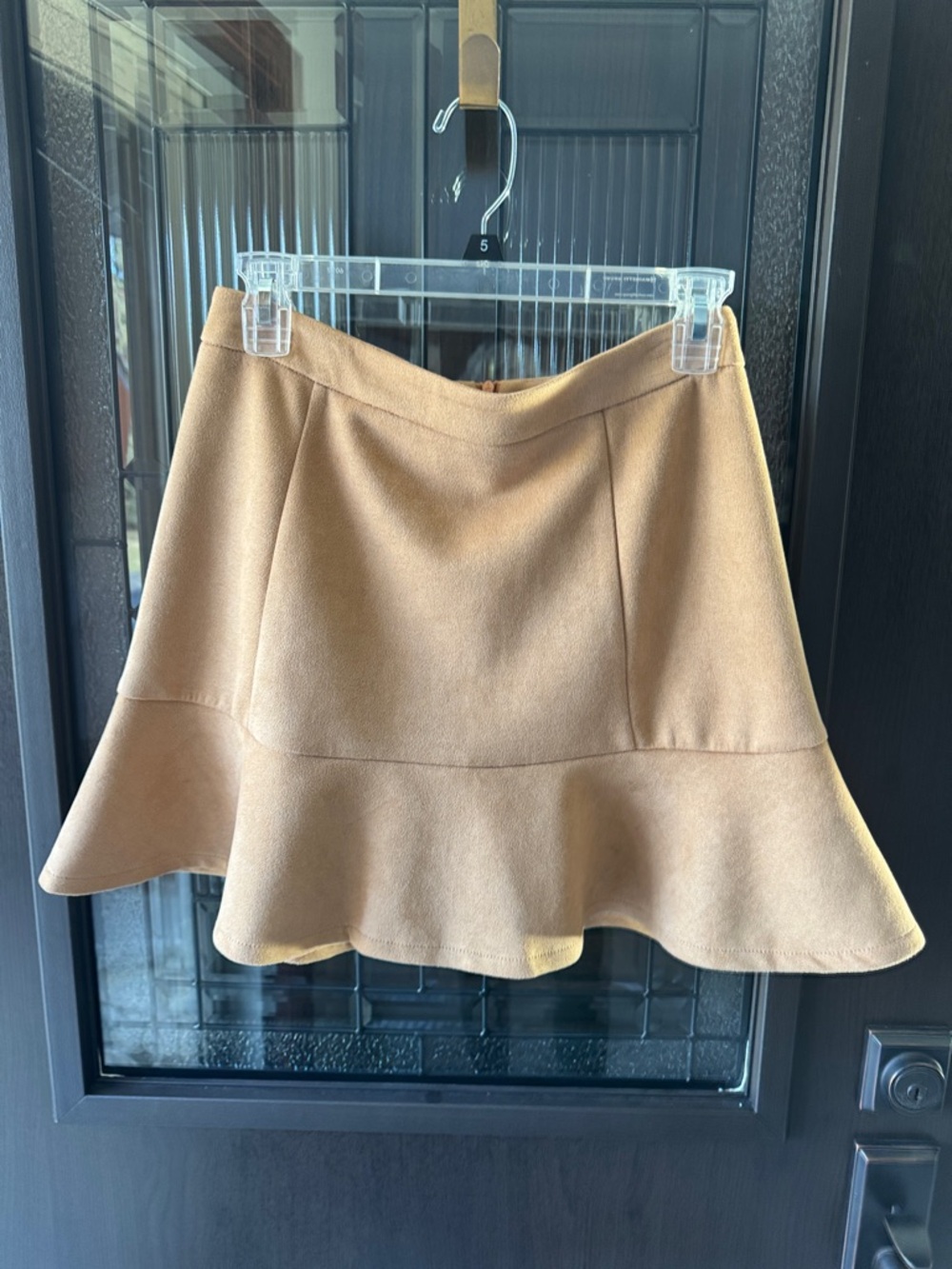 Hem & Thread Camel Ruffle Hem Mini Skirt